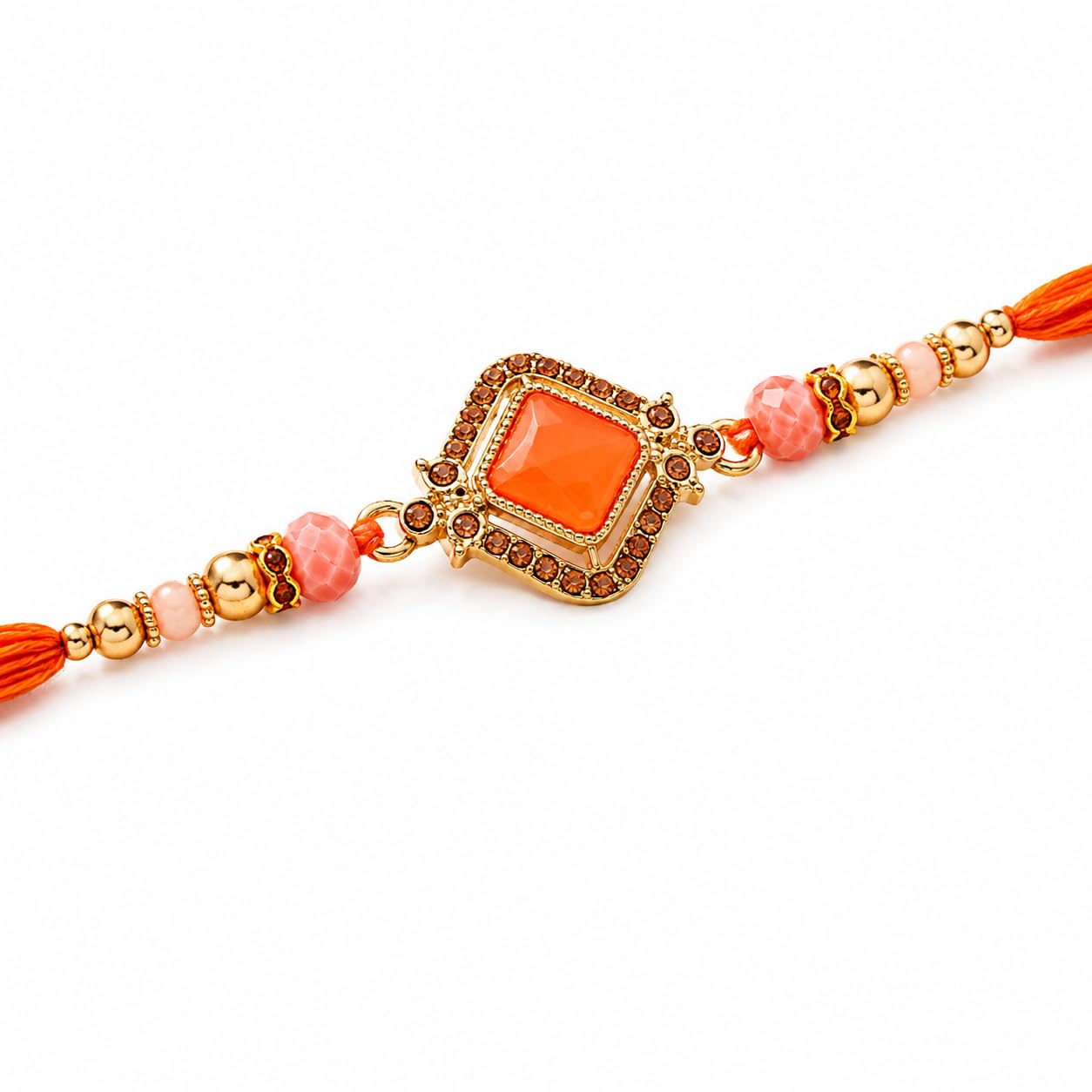 Orange Meenakari Premium Pendant Rakhi