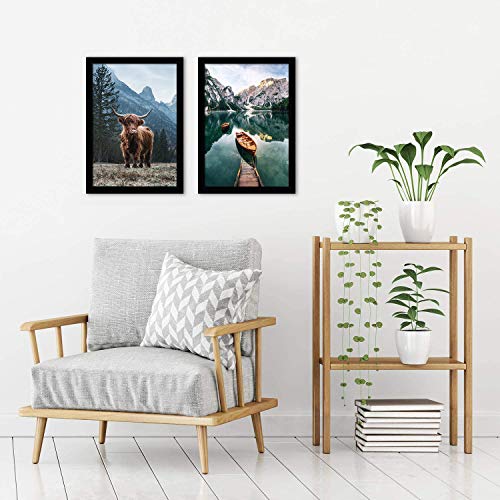 Image of Americanflat 12x18 Poster Frame with Shatter-Resistant Glass - Set of 2 - Signature Collection - Gallery-Style Frames Made of Engineered Wood - Picture Frames for Wall Display - Black