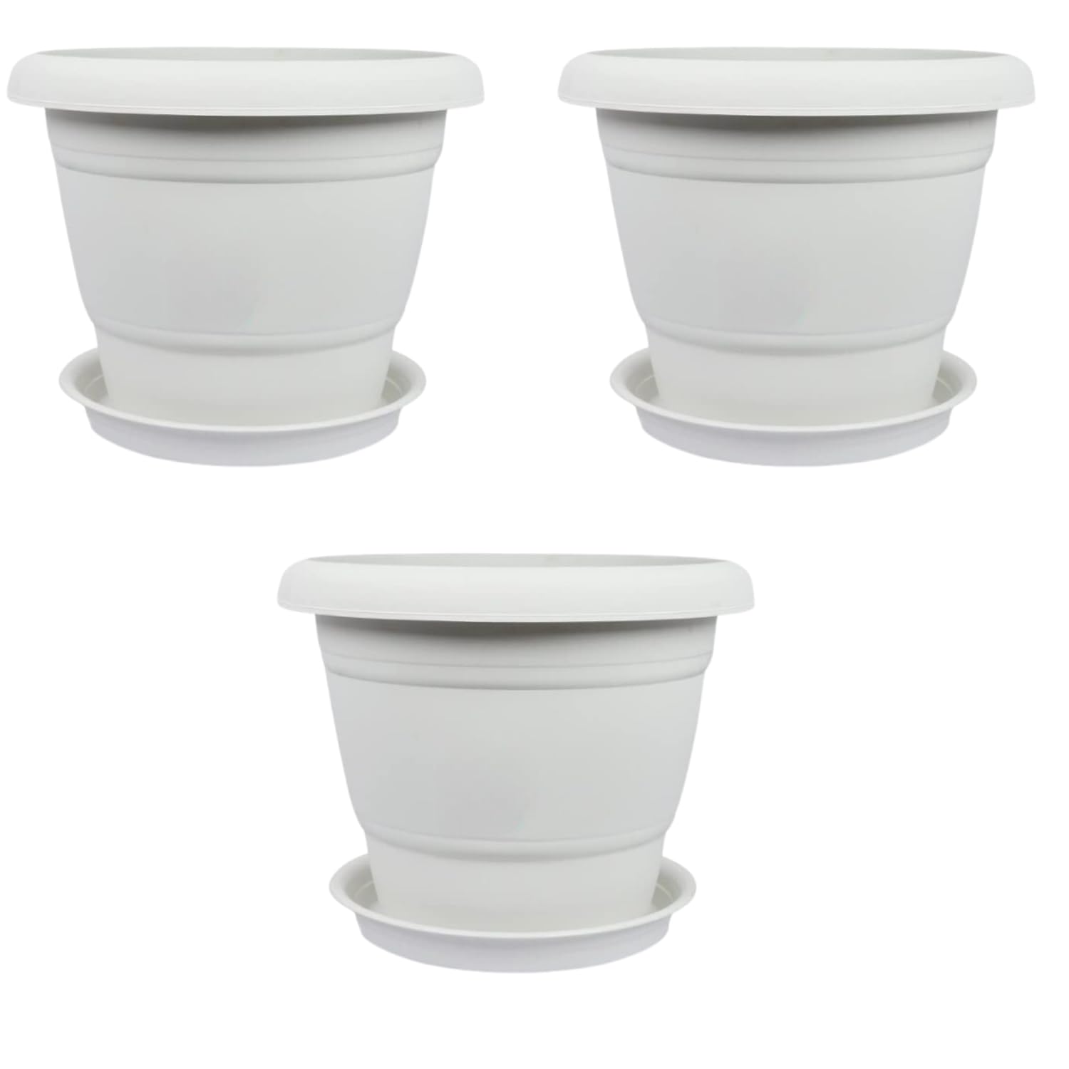 Garden Haven White Green Planter Pot 12 Inch with Tray Plastic Pot Planters for Home Office Gardens Indoor Outdoor Decor Red Pack of 3
