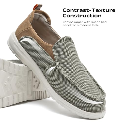 Men's Slip On Boat Shoes Casual Loafers Slip-Ons Canvas Comfortable Stretch Walking Shoes3