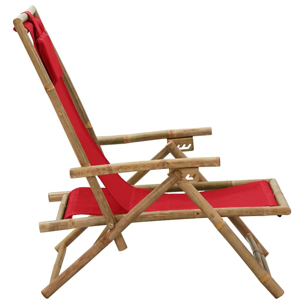 Sedia relax pieghevole in bambù, regolabile in 4 livelli, rosso