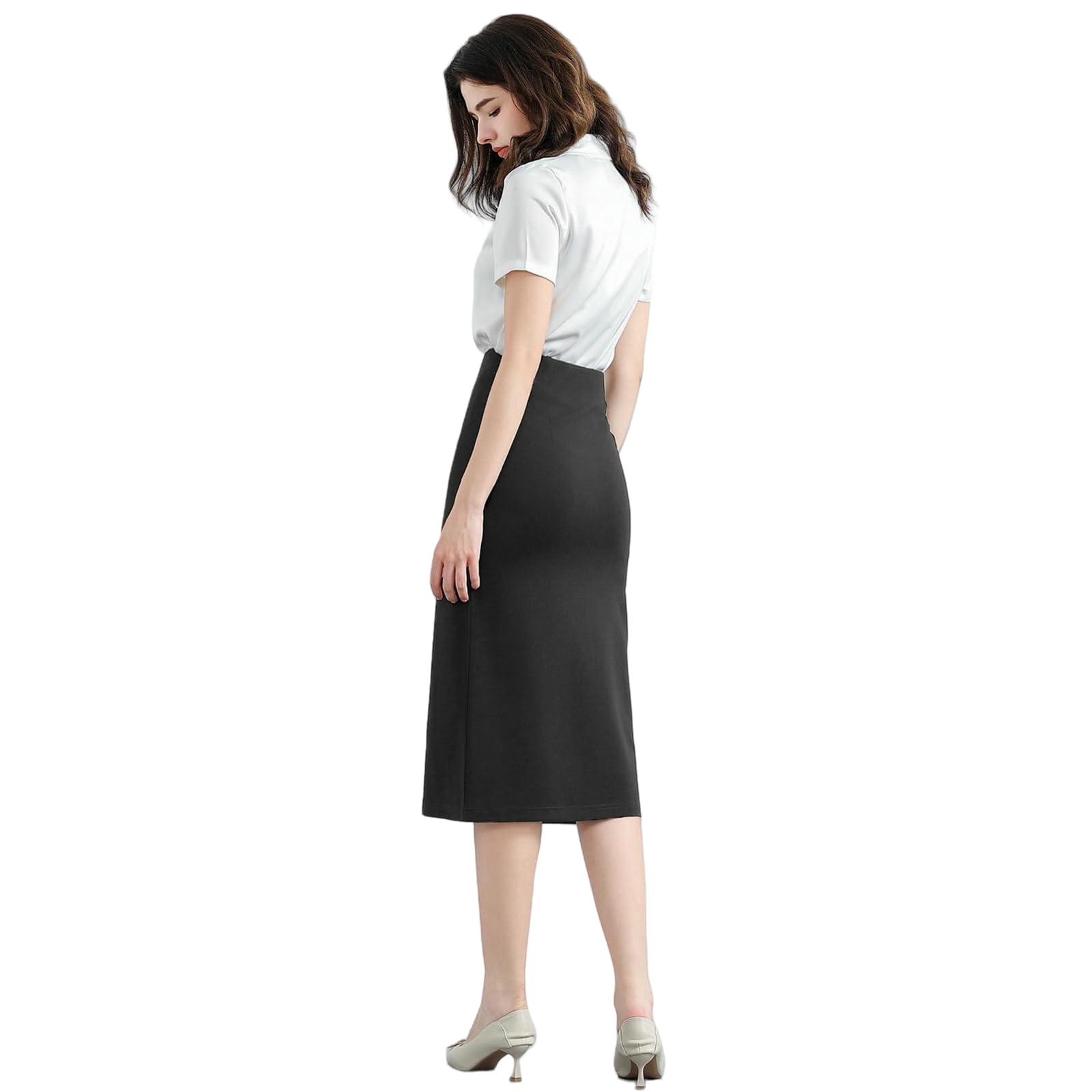Gonna Donna Gonna da Pendolare di Media Lunghezza A Vita Alta Gonna Professionale Gonna di Media Lunghezza Elasticizzata alla Moda per Le Donne-h-m