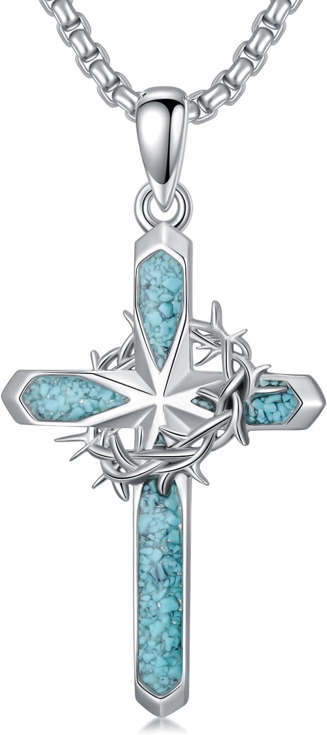 YAFEINI Religious Protection Amulet Necklace 925 Sterling Silver Saint Michael the Archangel Pendant Cross Necklace Saint Christopher Jewelry Saint Michael Gifts for Men Women