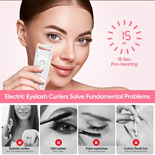 Heated Eyelash Curlers, Electric Eyelash Curler for Wonderful Lashes in Seconds, Natural Curling