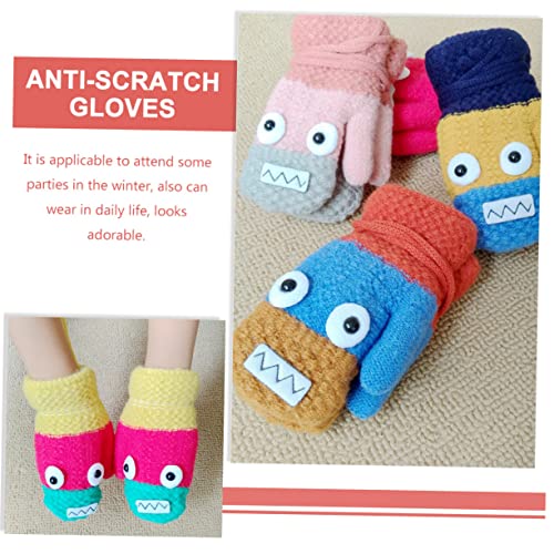 4pairs Portable Boys and Girls Winter Gloves Compact Warm Gloves for Women Neon Boys and Girls Full Finger Mittens Indoor Winter4