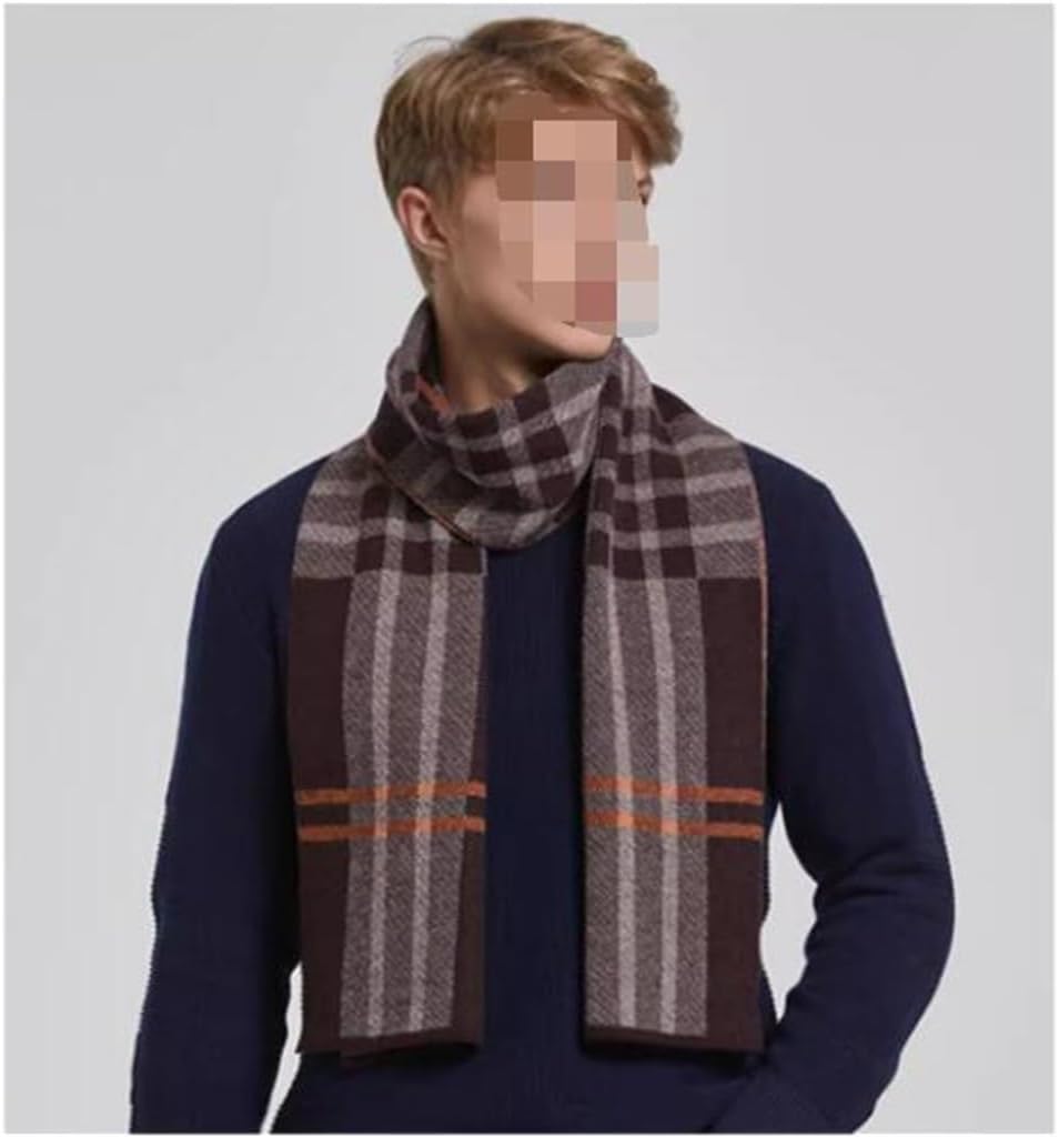 JSEIAJB Wool Scarf Thickened and Warm Business Men's Neck Gift Autumn and Winter