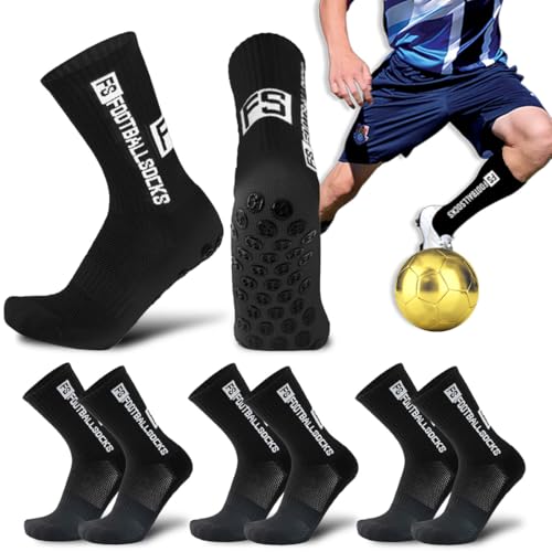 Thryviel 3er-Pack Fußballsocken für Herren Damen, Grip socken fussball 39-46 Anti-Rutsch Grip für Herren & Damen - Sport Socken für Fußball, Arbeit, Wandern und Basketball
