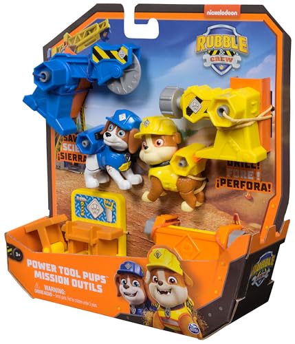 Ruben & Compagnie - 2 Figurines - Ruben & Benji Avec 2 Outils de Chantier Et Accessoires De Construction - Figurine Pat Patrouille À Collectionner - Pat Patrouille Jouet - Jouet Enfant 3 Ans Et +