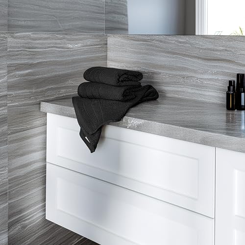 Image of Tens Towels Pack of 6 Hand Towels, 100% Cotton, Lighter Weight, Quick to Dry, 16 x 28 Inches, Super Soft & Absorbent, Perfect for Bathroom & Kitchen, Black