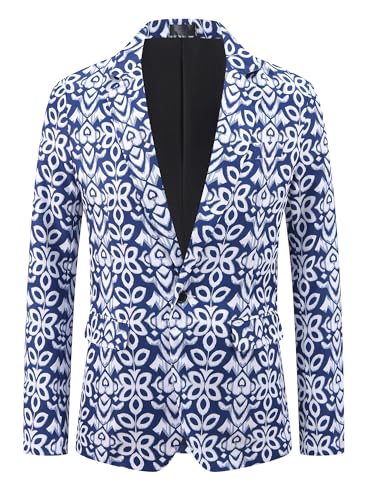 Lars Amadeus Paisley Blazer for Men's Retro Flower Printed Notch Lapel Floral Sports Coat