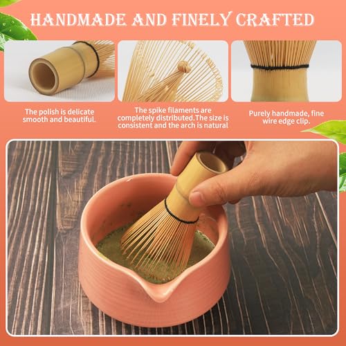 5 pezzi Rosa Matcha Kit Matcha Whisk Set Frusta al Matcha per la Preparazione del tè matcha, Ottimo per la Casa, l'ufficio e la Sala da Tè - immagine 6