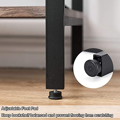 Superjare Triple 5 Tier Bookshelf, Bookcase With 14 Open Display Shelves, Ladder Bookshelf, Wide Book Shelf Book Case With Steel Frame, Wood Board, For Home & Office, Vintage Brown #TOP5