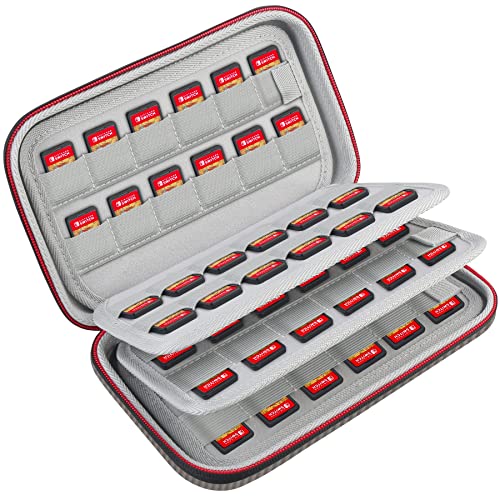 Boîtier de Rangement pour Cartes de Jeu BOVKE 96 Fentes pour Cartouches de Jeu Nintendo Switch, Cartes de Jeux Sony PS Vita, Cartes mémoire SD, Gris Cover