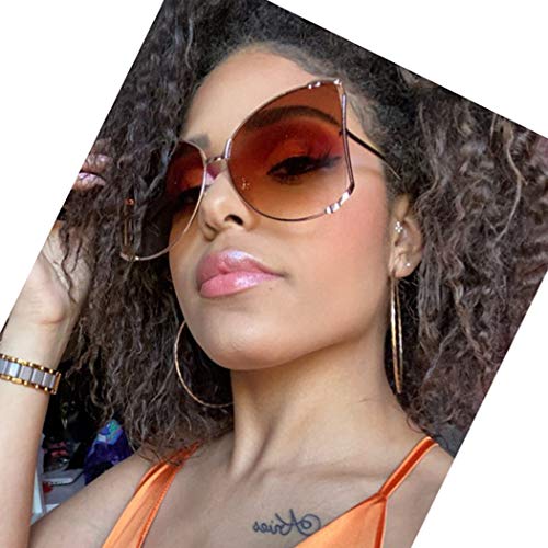 Armear Women Oversized Semi Rimless Sunglasses Retro Metal Frame Glasses Fashion Pearl Design2