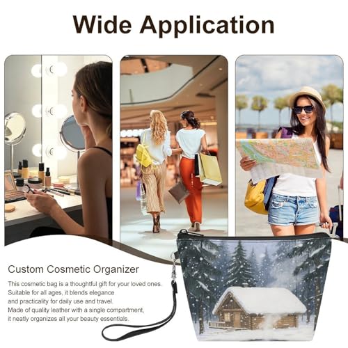 Bolsa de maquillaje con cremallera contra derrames, neceser de piel sintética seguro 7