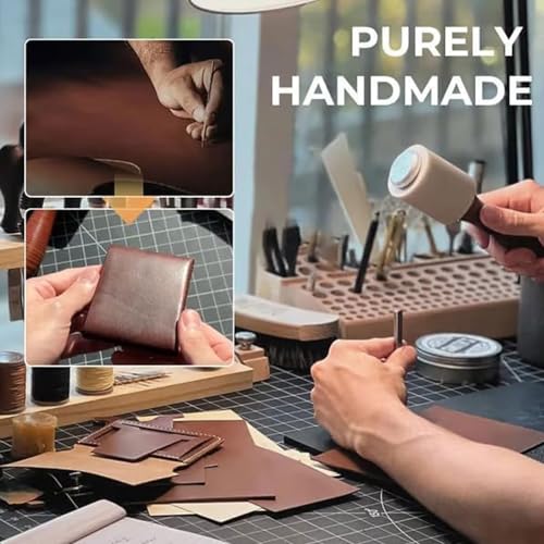 Vintage Handmade Leather Wallet, Multifunctional Compact Wallet, Leathers Business Card Holder,Handmade Leather Wallet for Men with Pen Slot (brown_2pcs)4