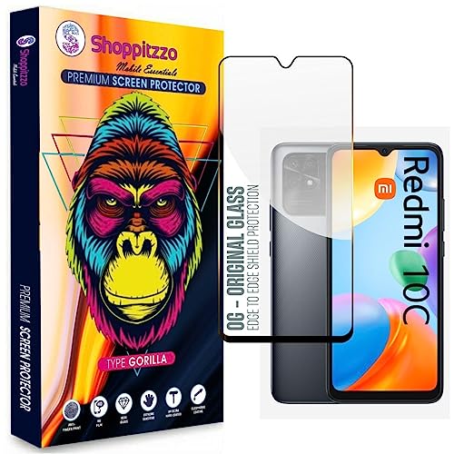 Image of Military Grade-Gorilla Tempered Glass Screen Protector-with 100% Fingerprint Sensor Working-Edge to Edge Full Screen Coverage-9H Hardness-With Easy Installation Kit-Black(Pack Of 1)-Compatible With Redmi 12C|10 Power|10|10C|11A|Poco C55 (6.7 Inch)