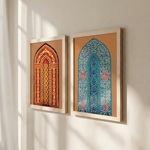 Image of NoWorries Traditional art Set of 2 Wall Frames /Paintings for Wall decoration Home and Cafe Decor - Madhubani art Wall Framed Posters - Frames for dining room (Theme-traditional) (Synthetic Wood frame) (Leminated 300 GSM Pigment Digital Print) (framed, Multicolur) Set of 2