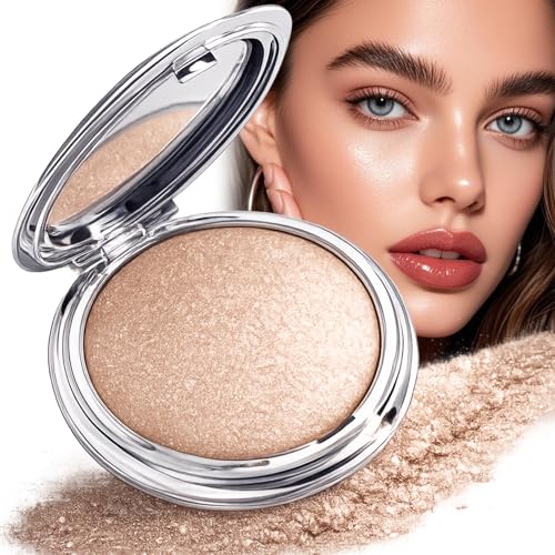 Image of Shimmer Glow Highlighter Cream Palette - Golden Glow Waterproof Compact Full Face Makeup Pink Powder Eyes Moisturising Highlighting Long Lasting Sweat Resistant Luminous Radiance (Golden Glow)