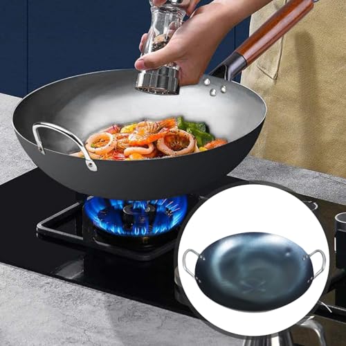 Wok de hierro PRETYZOOM 32 cm con tapa antiadherente miniatura 5