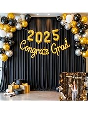 10x10 Black Backdrop Curtain for Parties Wrinkle Free Black Photo Curtains Backdrop Drapes Fabric Decoration for Birthday Party Wedding 5ft x 10ft,2 Panels