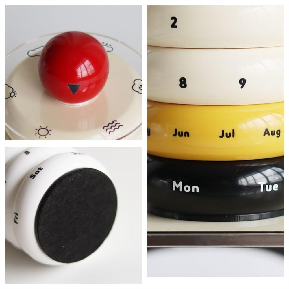 Calendario da tavolo, calendario perpetuo con rotazione manuale, promemoria date speciali, calendario decorativo creativo da scrivania per ufficio, casa (nero)