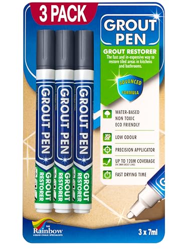 Grout Pen Dark Grey Tile Grout Paint Marker - Narrow 5mm Tip (7mL) - 3 Pack