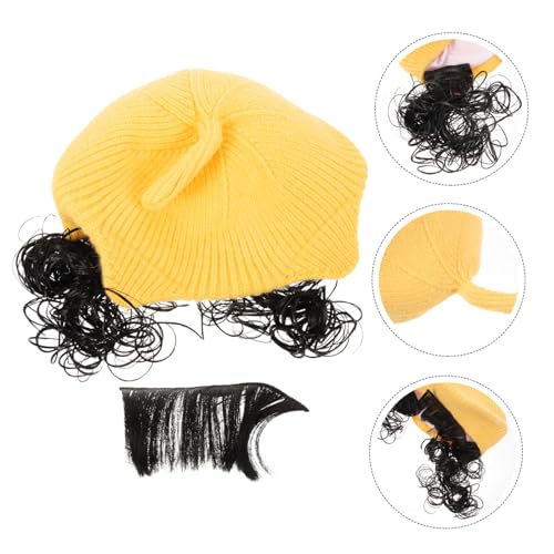 Boy Girl Girl Wig Hat Cat Ears Soft Knitted Boy Girl Wig Hat for Photos and Parties Adorable Girl Accessory Yellow2