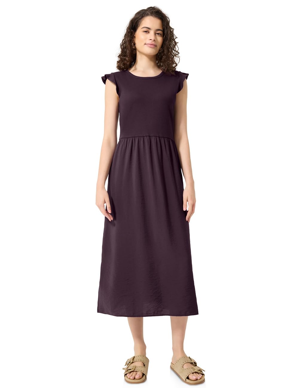 Street One Studio Midi Dress in Structured Mix with Crew Neck Very Berry 38