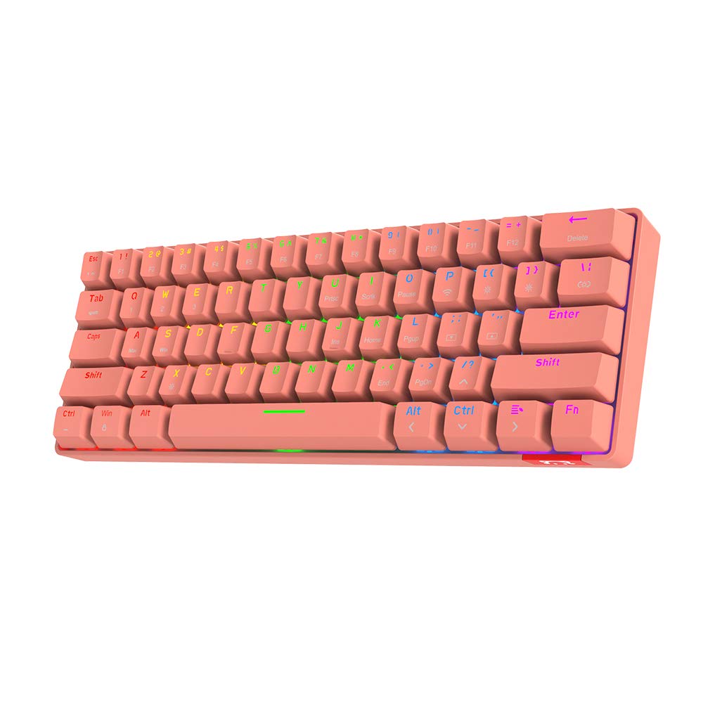 AJAZZ STK61 wired/bluetooth dual-mode mechanical keyboard office game RGB backlit 61 keyboard supports dual systems (Normal, Rainbow Peach)