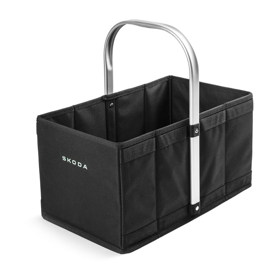 Skoda 6U0087317D Einkaufskorb Tasche Korb Faltbox Kiste schwarz mit Schriftzug