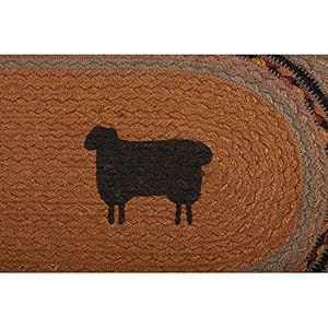 VHC Brands Primitive Tabletop & Kitchen-Heritage Farms Sheep Oval Jute Runner, 13x48, Mustard Tan Yellow VHC Brands Primitive Tabletop Kitchen Heritage Farms Sheep Oval Jute Runner 13×48 Mustard Tan Yellow