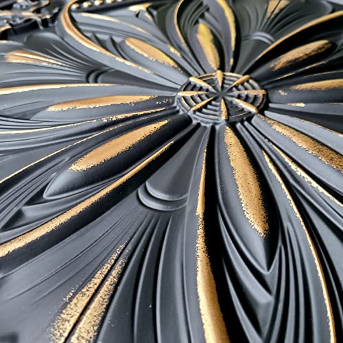 Td10 Faux Tin Ceiling Tile In Black Gold. Box Of 10 2'X2' Decorative Tiles, Covers 40 Sq.ft. Easy To Install. Gorgeous Antique Vintage Look Ceiling Decor. Great For Glue-Up/Drop-In Installation. #TOP3