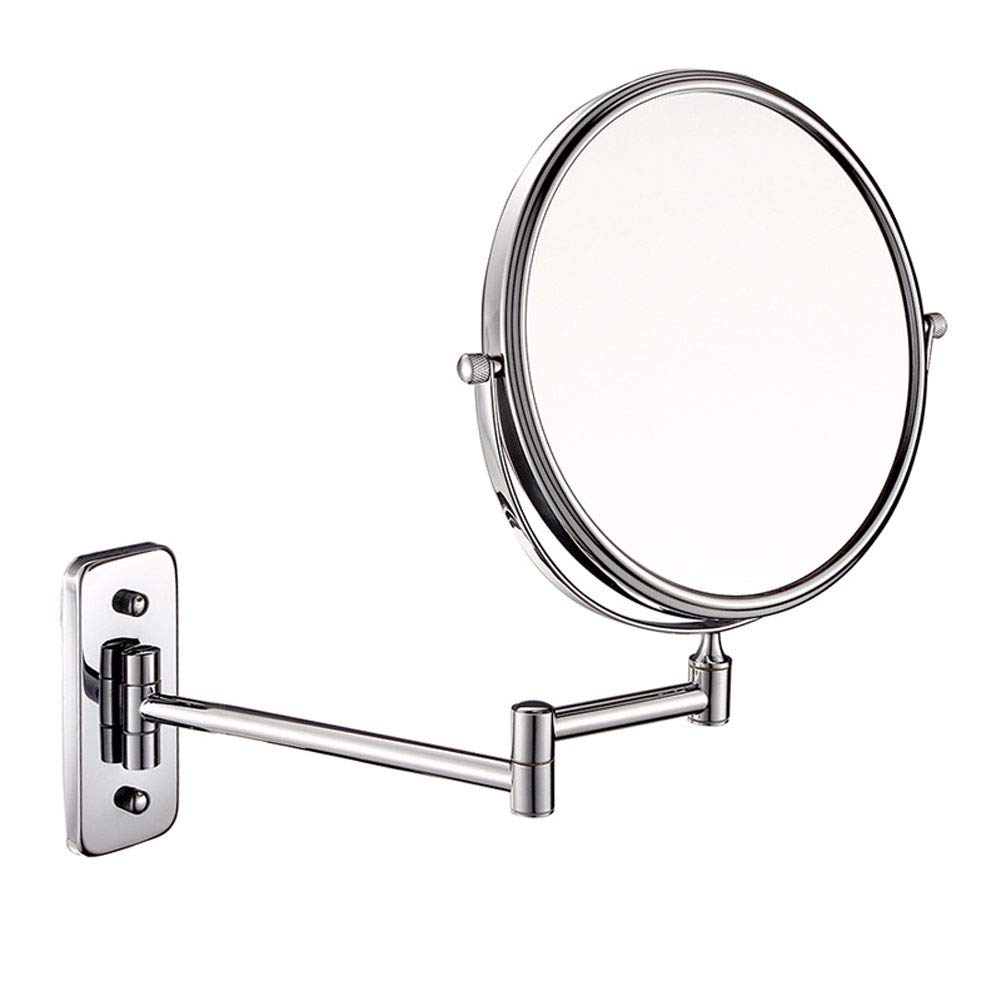 SaryEdge 8 Inch Makeup Mirror Wall Mounted, 10X Magnification Bathroom Shaving Mirror Double-sided Round Magnifying Vanity Swivel Mirror, 360° Rotatable and Extendable Arm, Chrome,