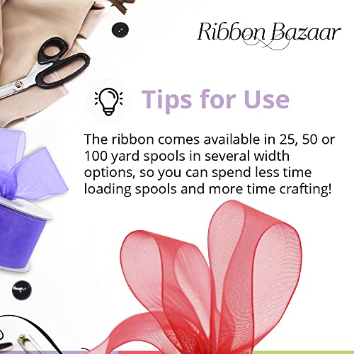 Sheer Organza Ribbon By Ribbon Bazaar - 100% Nylon Chiffon Ribbon For Floral Decor, Table Arrangements, Gift Wrapping Ribbon, Decorative Bows, & More - 1-1/2 Inch Old Gold 100 Yards #TOP5