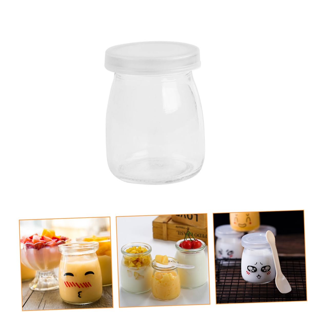 MAGICLULU 10 Stück Große Glasflaschen mit Deckel 200ml aus Glas und Pe Wiederverwendbar Hitze und Kältebeständig für Saft Milch und Pudding