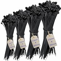 All Mixed Black Cable Tie Set: Convenient set includes 50 sturdy black zip ties in each of the 4 most useful sizes - 100mm, 150mm, 200mm, and 250mm lengths with 3.6mm thickness of all sizes - for a total of 200 nylon cable ties Heavy Duty & Strong: M...