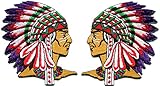 Lot of 2 Native American Indian Chief Ethnic Retro Embroidered Appliques Iron-on Patches New