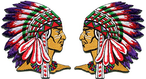 Lot Of 2 Native American Indian Chief Ethnic Retro Embroidered Appliques Iron-On Patches New #TOP29