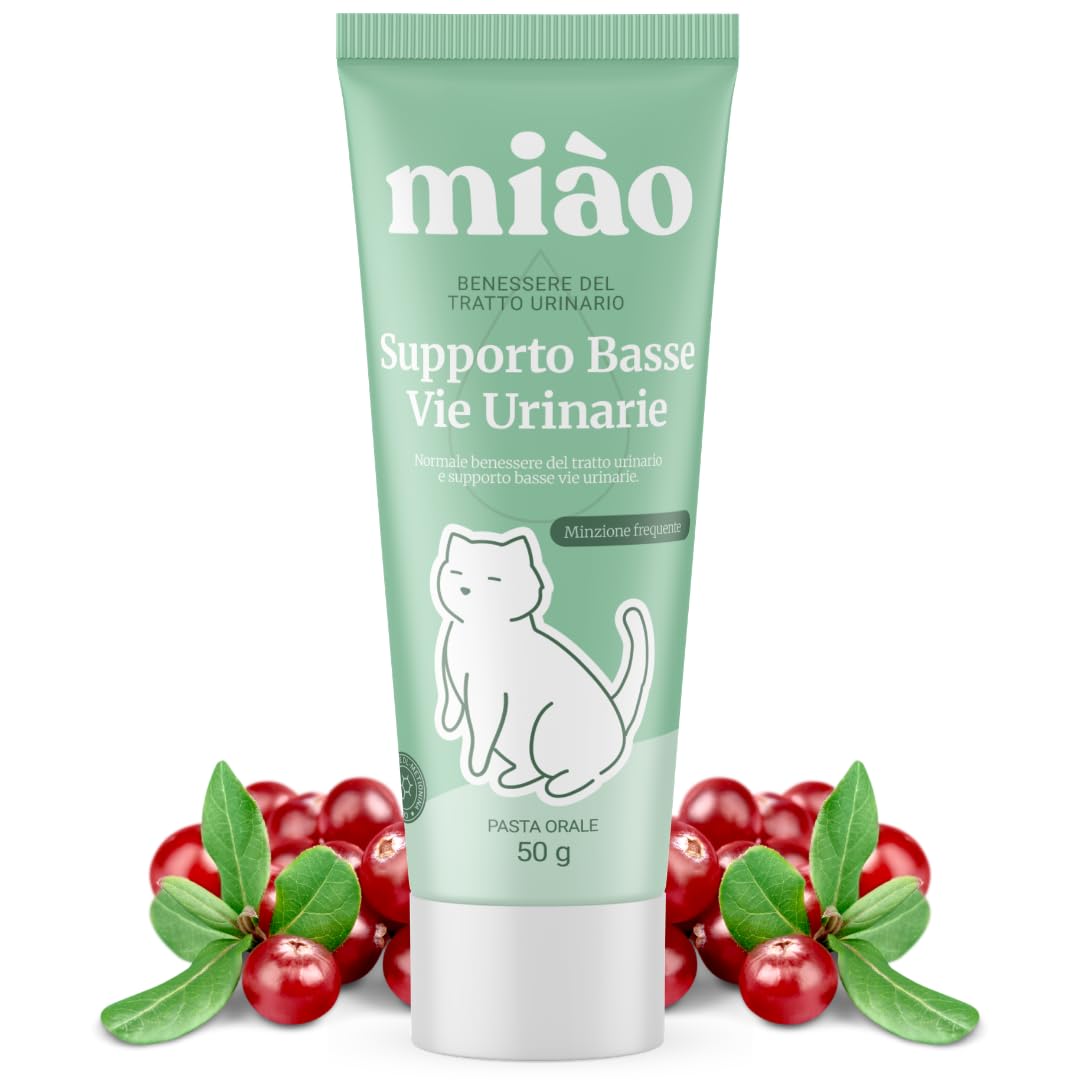 Miào Supporto Basse Vie Urinarie Gatto Pasta – Aiuto per Cistite, Minzione Frequente, Stimolo Continuo, Benessere Vescica, Facile Somministrazione
