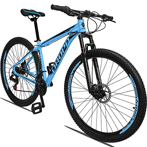 Bicicleta Aro 29 Freio a Disco Mecânico Quadro 19 Alumínio 21 Marchas Azul Preto - Dropp