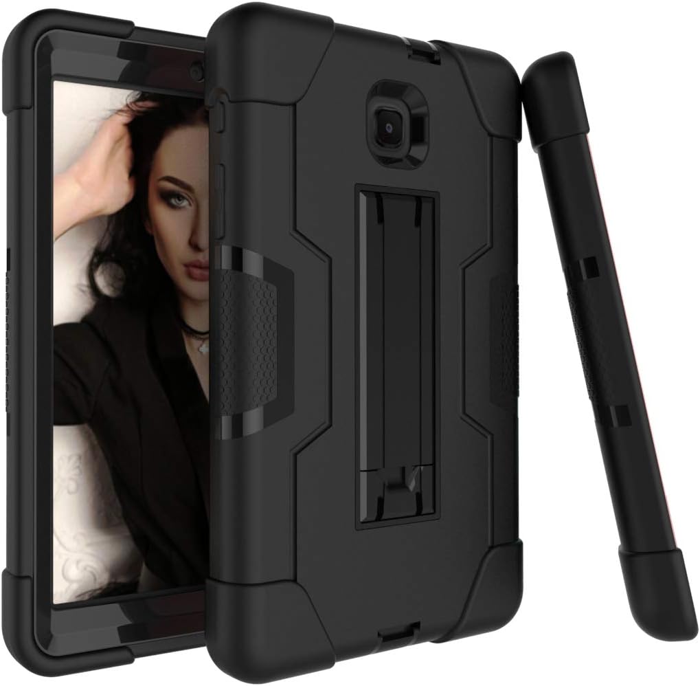 Galaxy Tab A 8.0 case 2018, Bingcok Full-Body Hybrid Shockproof Drop Protection Cover with Kickstand for Samsung Galaxy Tab A 8.0 2018 Model SM-T387 Verizon/Sprint/T-Mobile (Black)