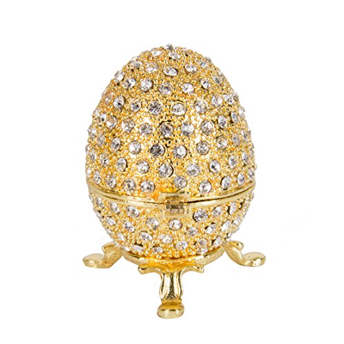 Qifu Small Golden Faberge Egg Style Decorative Jewelry Trinket Box Hinged Unique Gift For Home Decor #TOP1