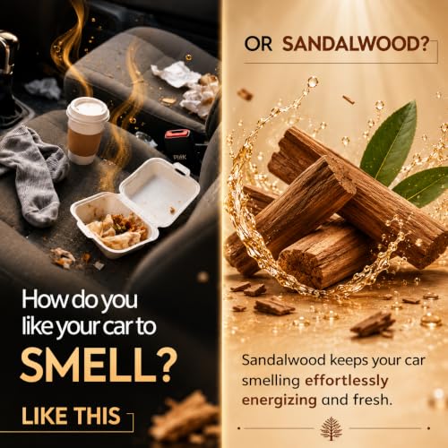 Image of Sandalwood Premium Car Perfume Luxury Spray 50 ML with Hanging Card /Travel Friendly Car Air Fresheners 350+ Sprays /Car Accessories Interior /Eliminates Bad Odour for Car, Office & Home