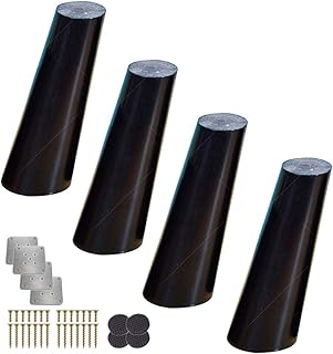 Gambe per Mobili In Legno Massello,Gambe per Tavolo Inclinate,Gambe per Divano,Gambe per Mobili,per Tavoli e Sedie per La Casa Poggiapiedi Tavolini,Altezza 8 Cm-60 Cm,Nero(60cm/23.6in)