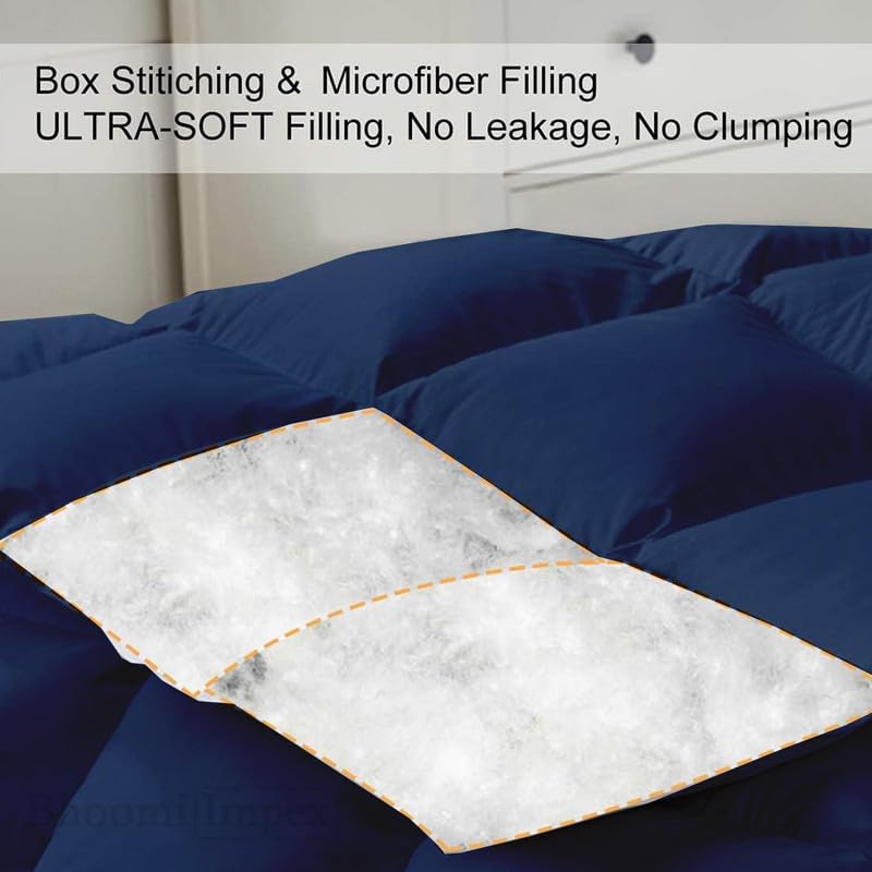 Image of Lightweight Comforter for Double Bed - Ultra Soft & Breathable Summer Blanket | Thin & Cozy Dohar /Duvet - 200 GSM - Navy Blue
