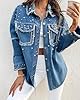 CHICME Womens Casual Denim Jacket Contrast Sequin ... #2
