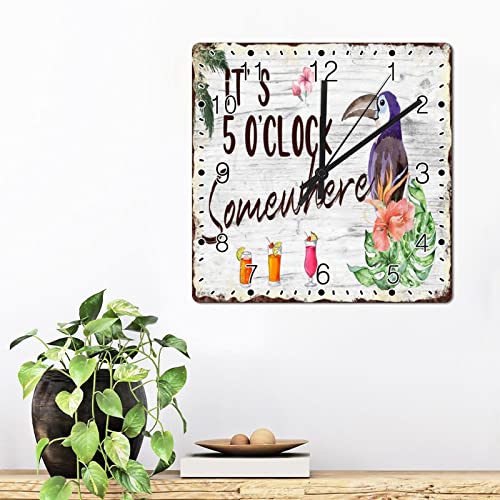 Horloge murale rustique oiseau tropical d'été vintage 30cm