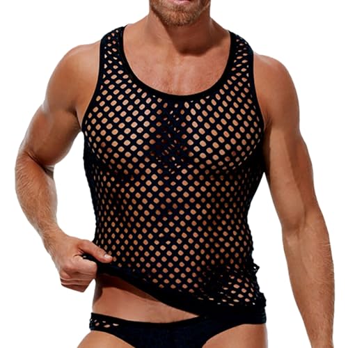 Lingerie For Men Sexy Slutty Underwear Mesh Breathable Shirts Sleeveless Sleepwear See Through Tops Nightgown Nightshirt3