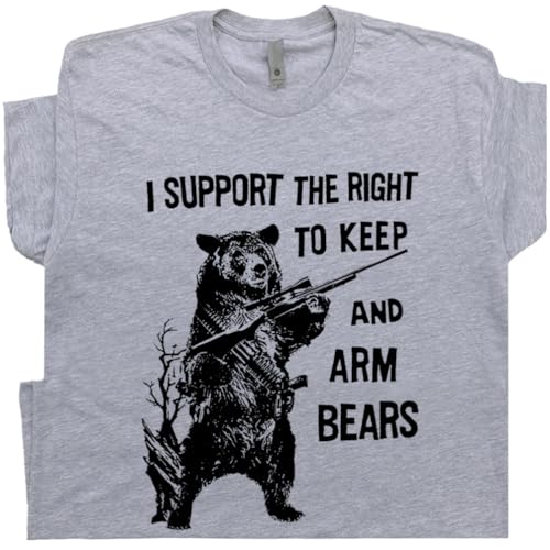 L - Right to Arm Bears Shirt Funny 2nd Amendment T Shirt for Men Guys Bear Arms Tshirt Second Amendment Graphic Tee Yellow